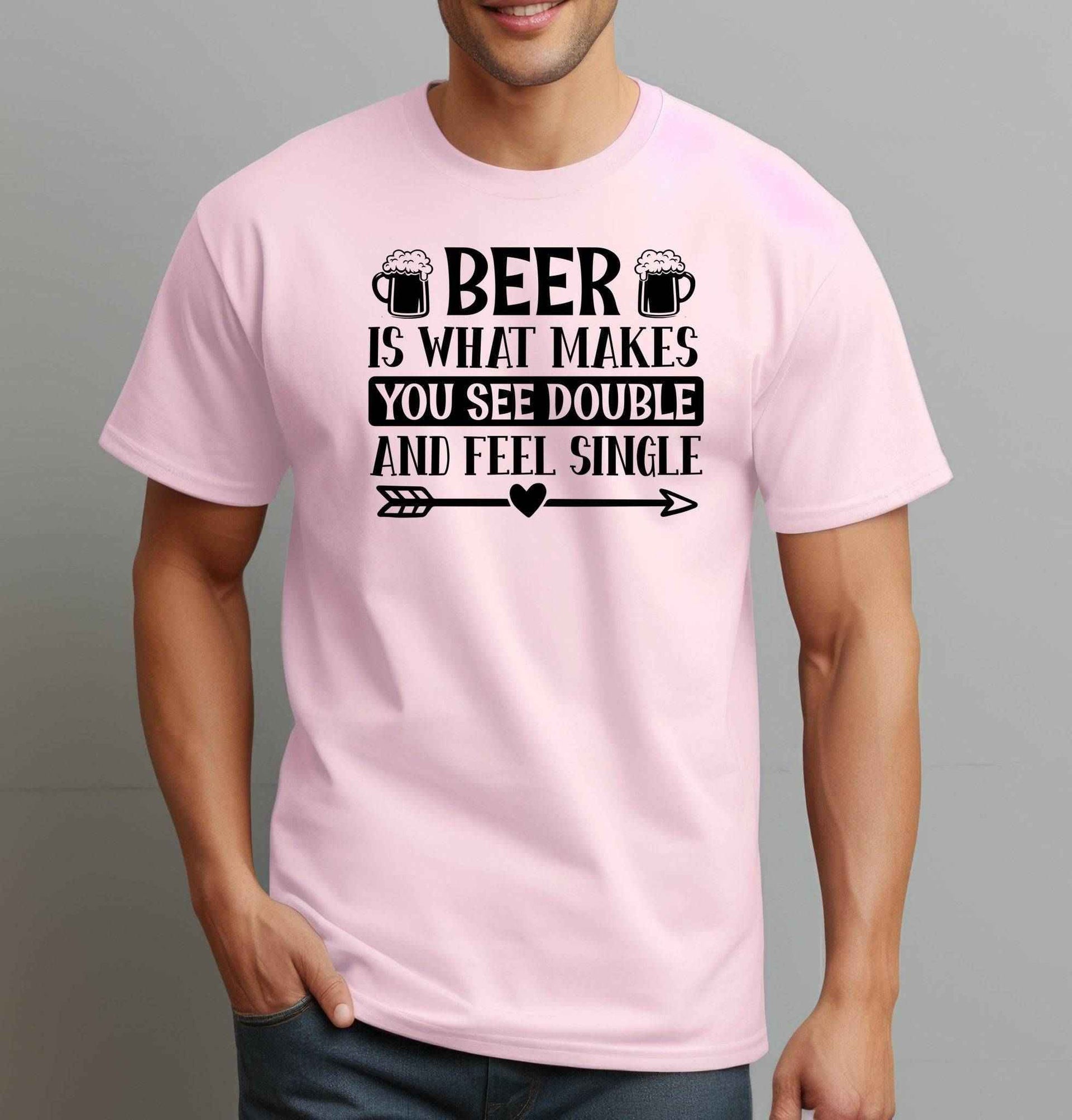 Beer Makes You See Double Funny Adult Unisex T-Shirt