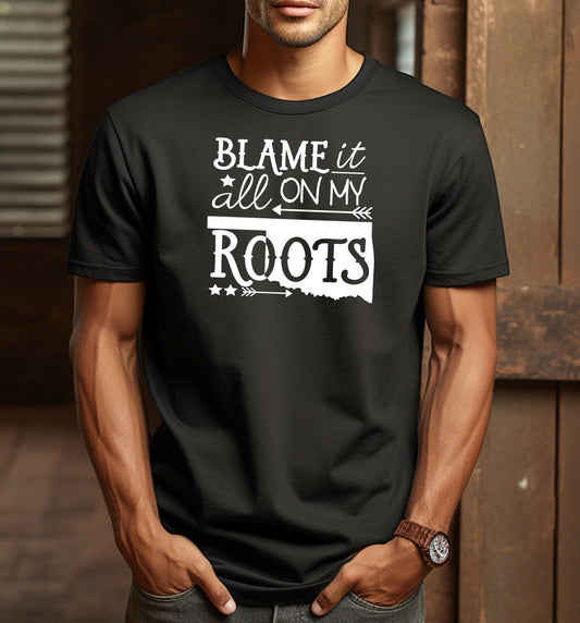 Blame it All On My Oklahoma Roots Adult Cotton Unisex T-Shirt | Cryin Creek