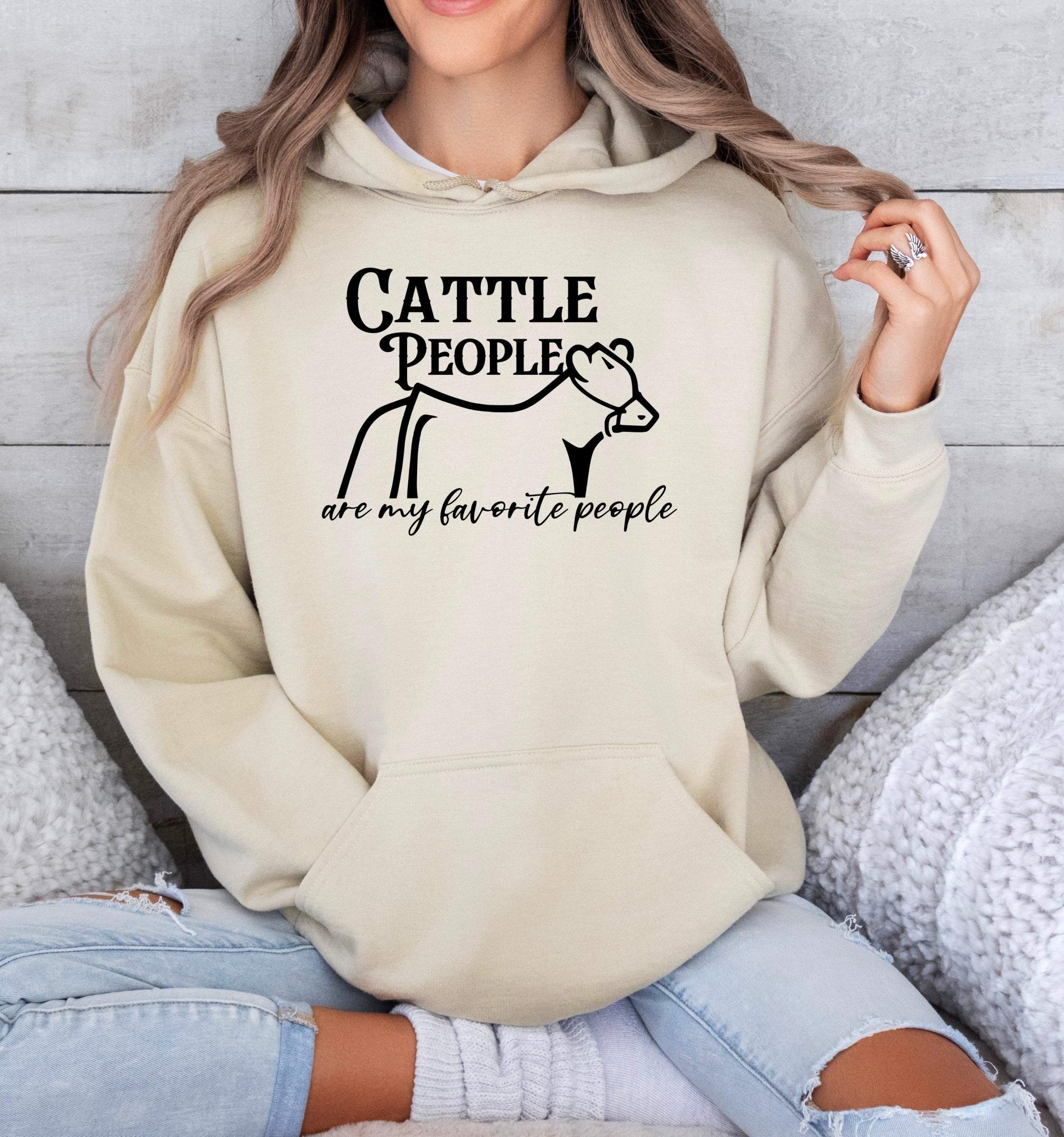 Cattle People Are My Favorite People Adult/Youth Hooded Sweatshirt - 1
