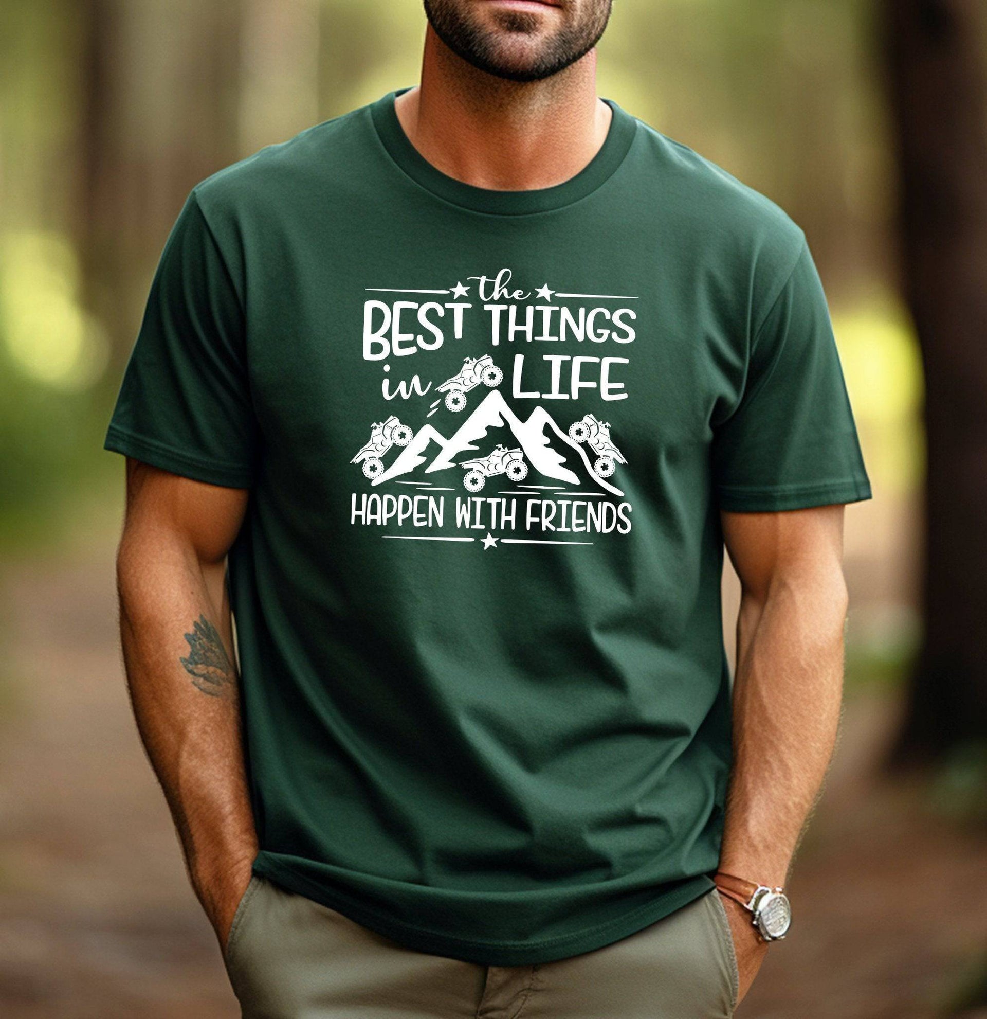The Best Things in Life Happen with Friends Adult Cotton T-Shirt - Cryin Creek