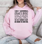 Early Mornings Late Nights Adult/Youth Cotton Hooded Sweatshirt - Cryin Creek