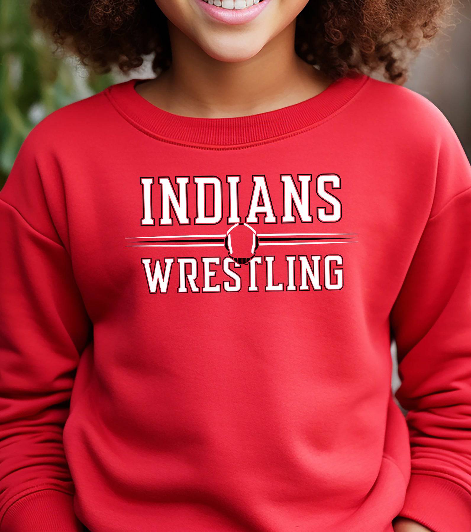 Indian Wrestling Headgear Adult or Youth Cotton Crewneck Sweatshirt - Cryin Creek