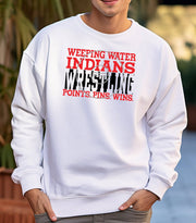 Indians Wrestling Points Pins Wins Adult or Youth Cotton Crewneck Sweatshirt - Cryin Creek