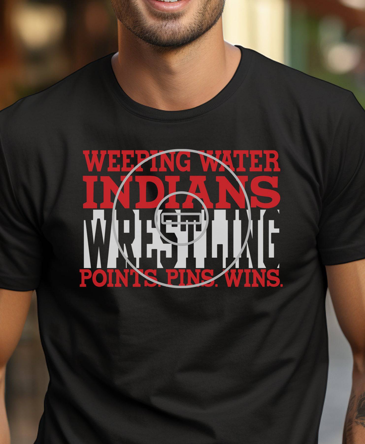 Indians Wrestling Points Pins Wins Adult or Youth Cotton T-Shirt - Cryin Creek