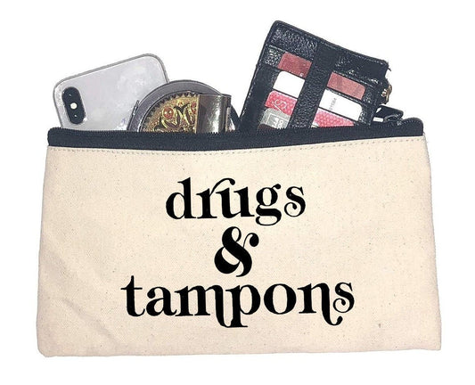 Drugs & Tampons Canvas Makeup Bag | Cryin Creek