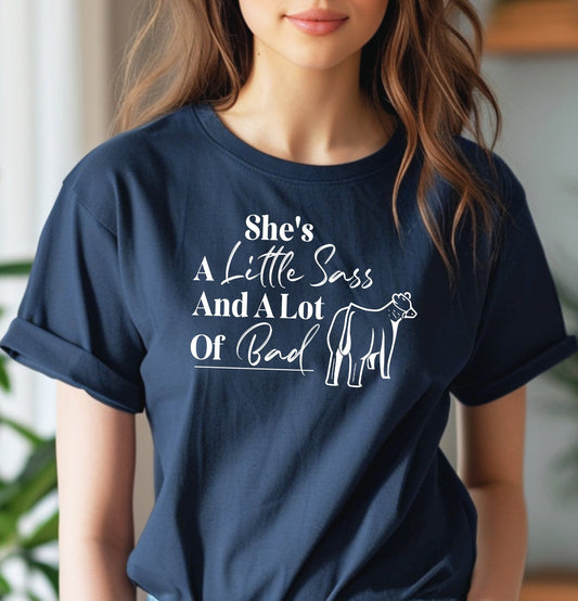 She's a Little Bit of Sass A Lot of Bad Ass Adult Unisex Cotton T-Shirt | Cryin Creek
