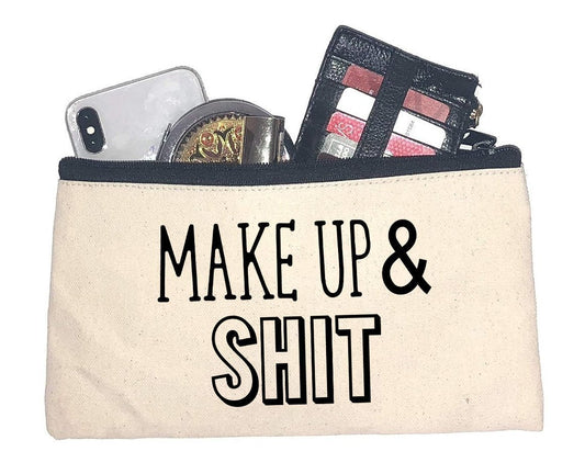 Makeup and Shit Canvas Makeup Bag | Cryin Creek
