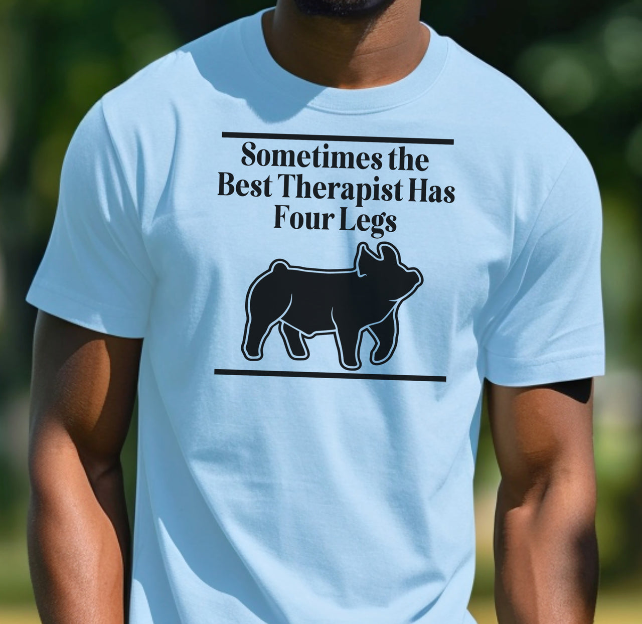 Best Therapist Has 4 Legs Hog Adult Unisex T-Shirt Light Blue