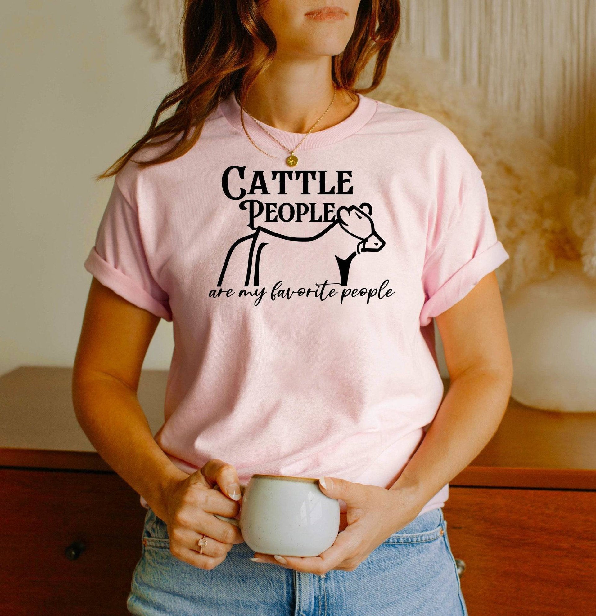 Cattle People Are My Favorite People Pink Tee Adult