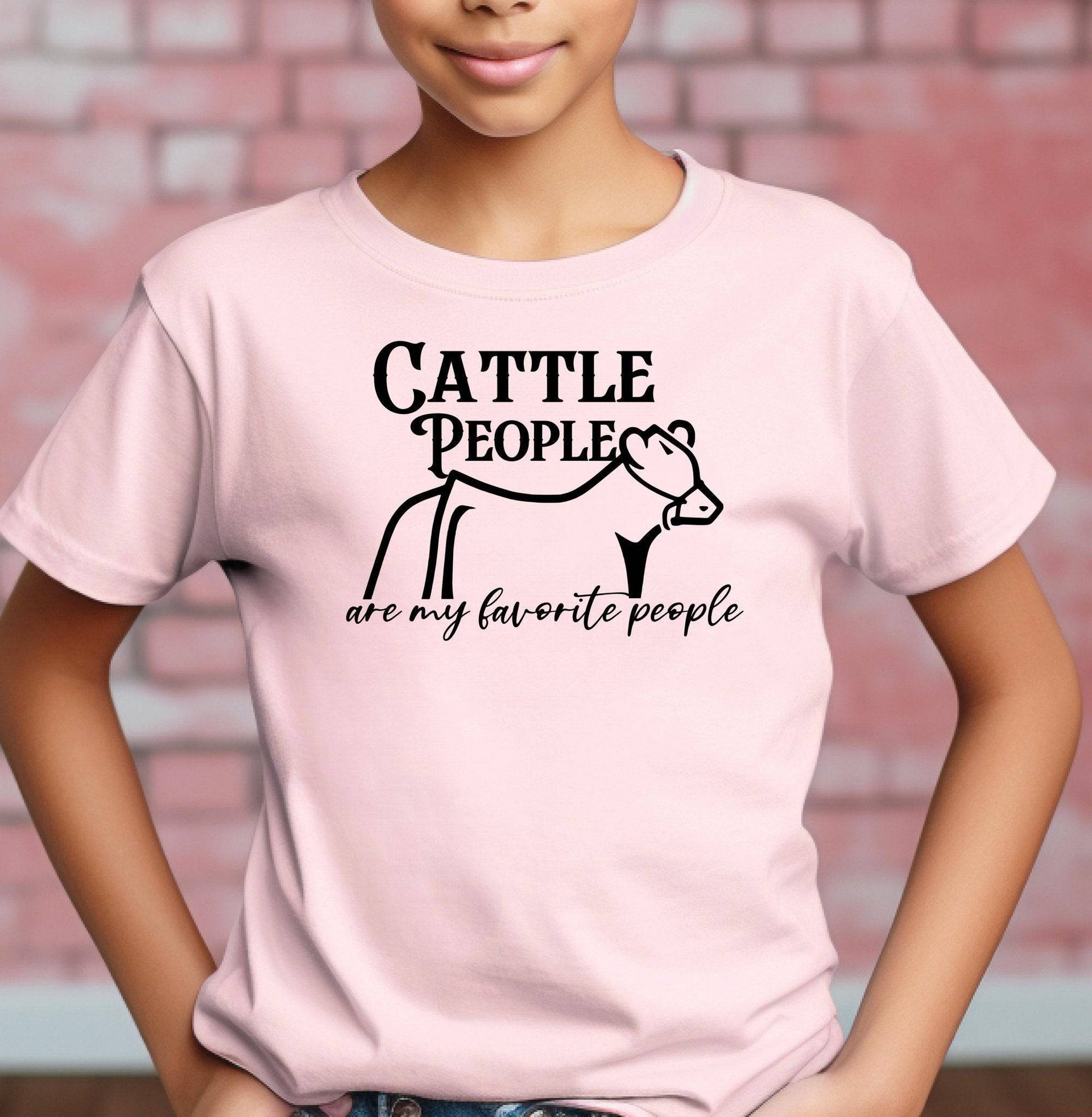 Cattle People Are My Favorite People Pink Tee Youth
