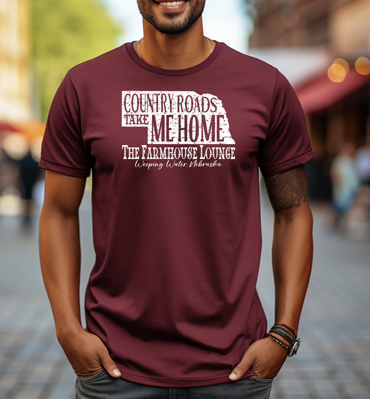 Farmhouse Lounge Nebraska Country Roads Adult Unisex Cotton T-Shirt - Cryin Creek