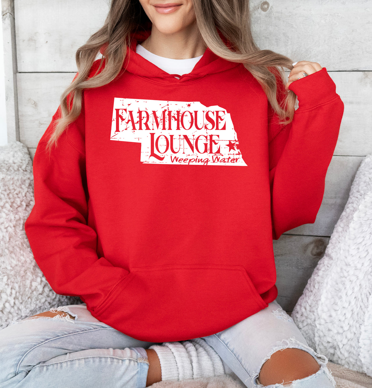 Farmhouse Lounge Nebraska Country Roads Adult Cotton Unisex Crewneck - Cryin Creek