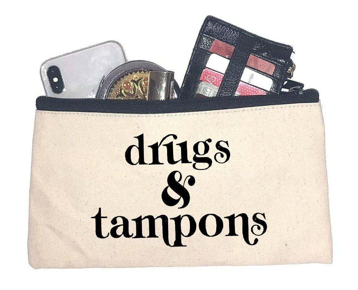 Drugs & Tampons Canvas Makeup Bag Off White