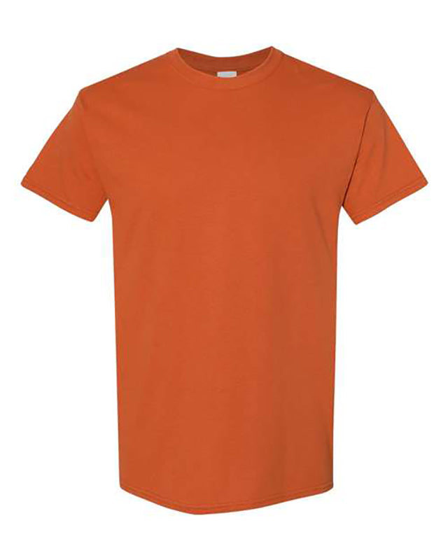 Gildan burnt orange t-shirt on white background.