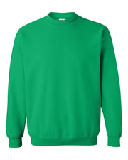 Gildan Irish green crewneck on white background.