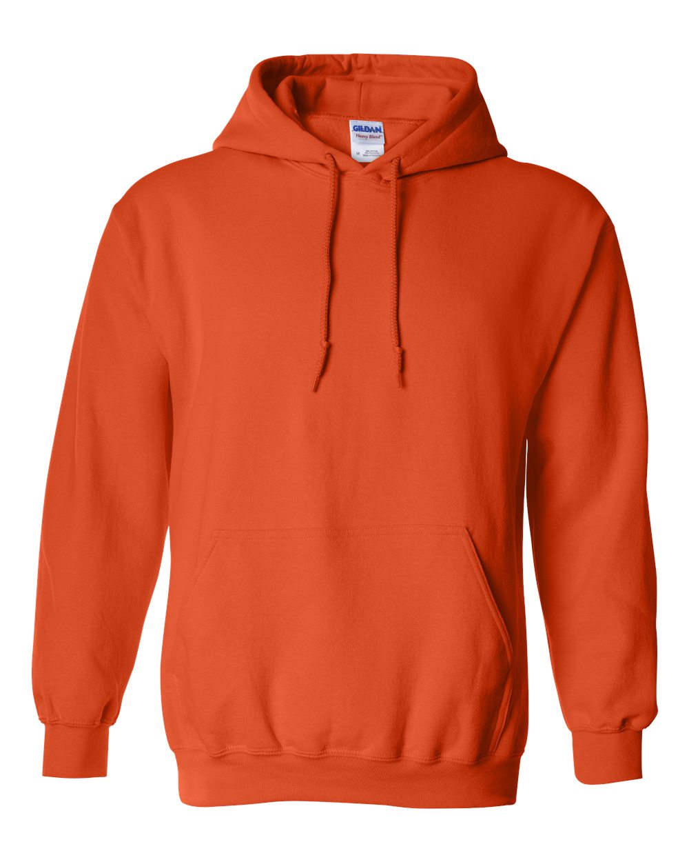 Gildan orange hoodie on white background