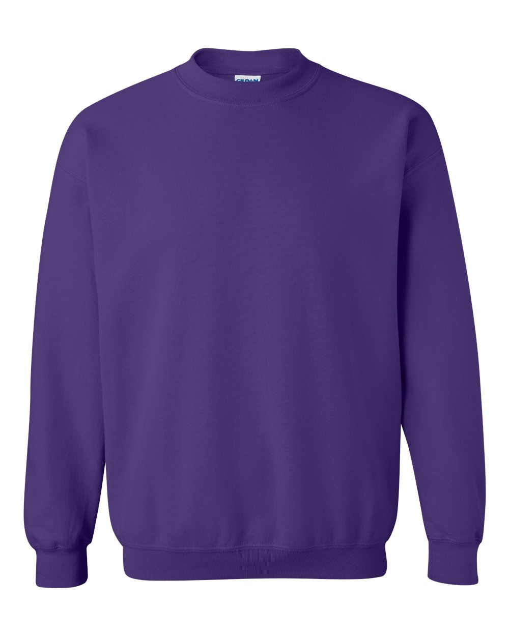 Gildan purple crewneck sweatshirt on white background