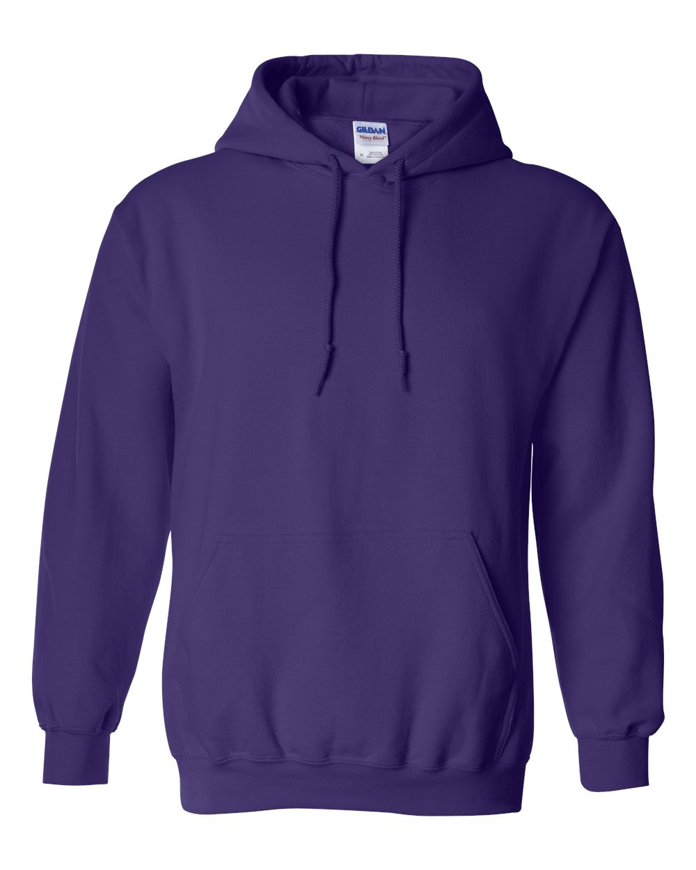 Gildan purple hoodie on white background