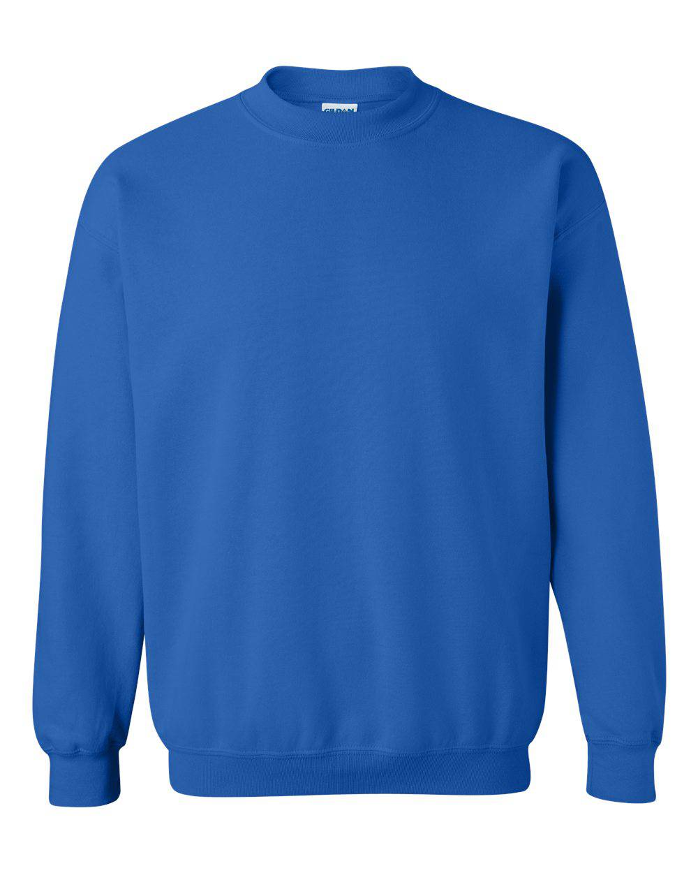 Gildan royal blue crewneck on white background.