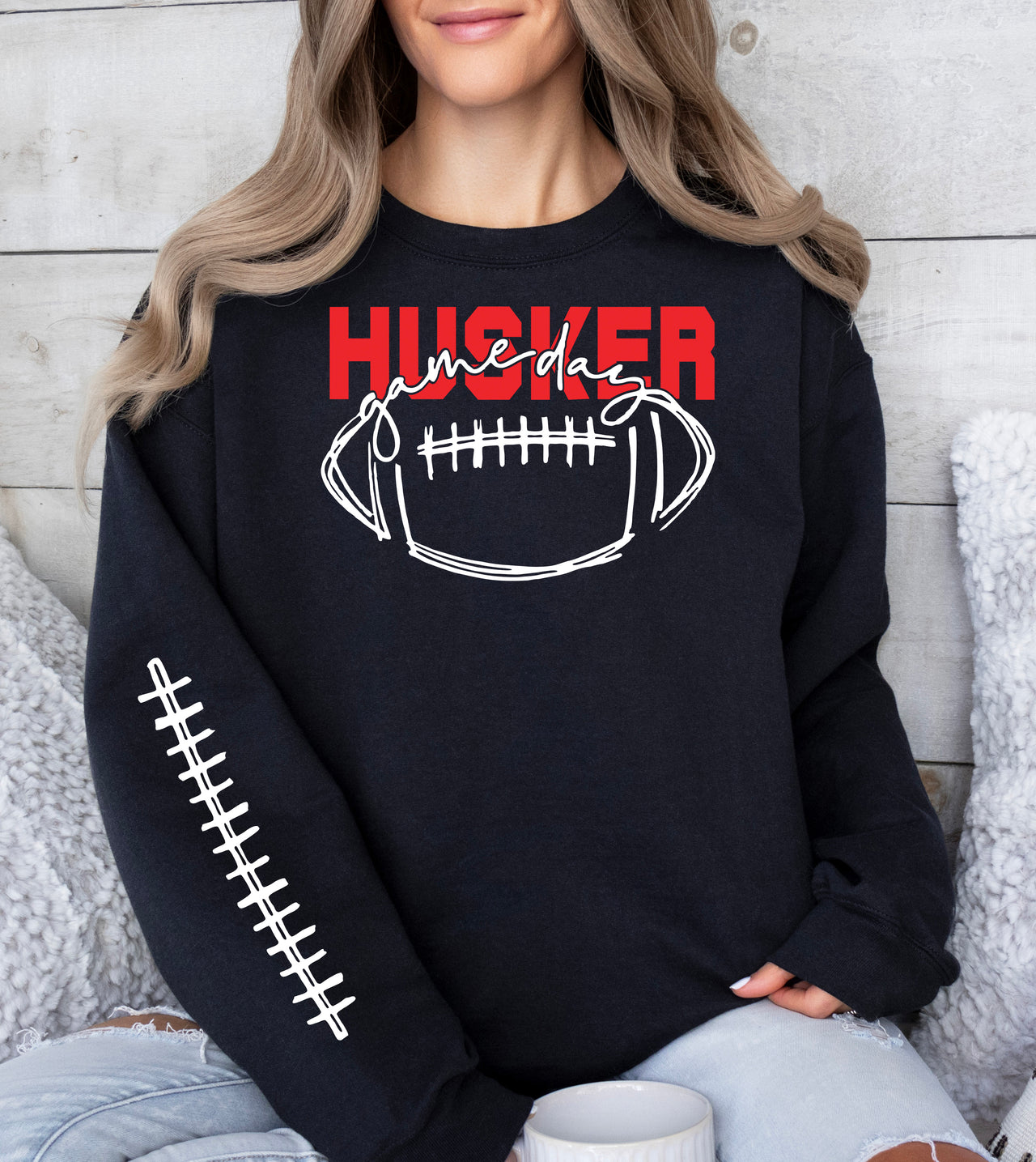 Husker Game Day Crewneck Sweatshirt Black