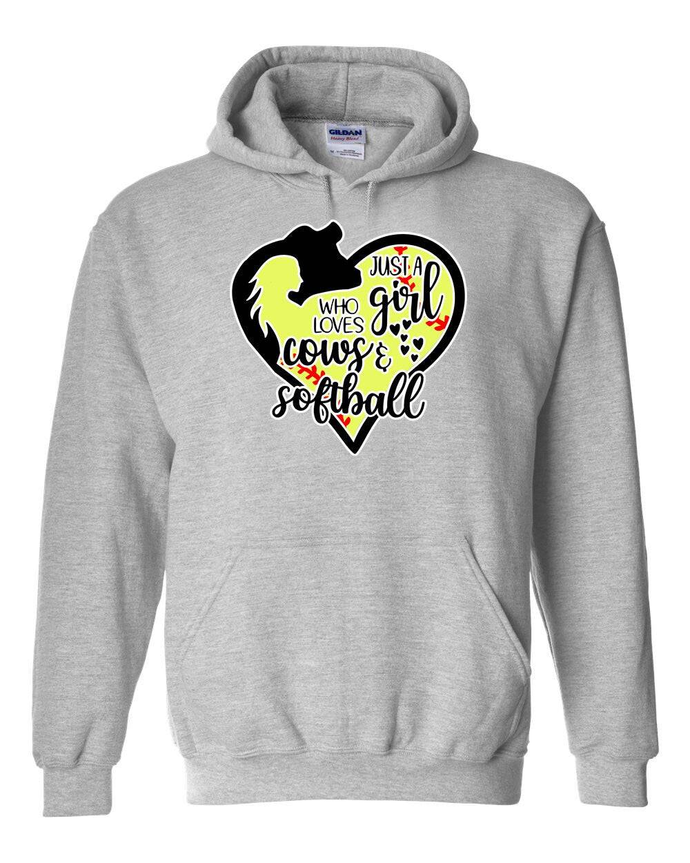 Just a Girl Who Loves Cows and Softball Digital Download Hoodie