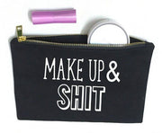 Makeup and Shit Canvas Makeup Bag Black