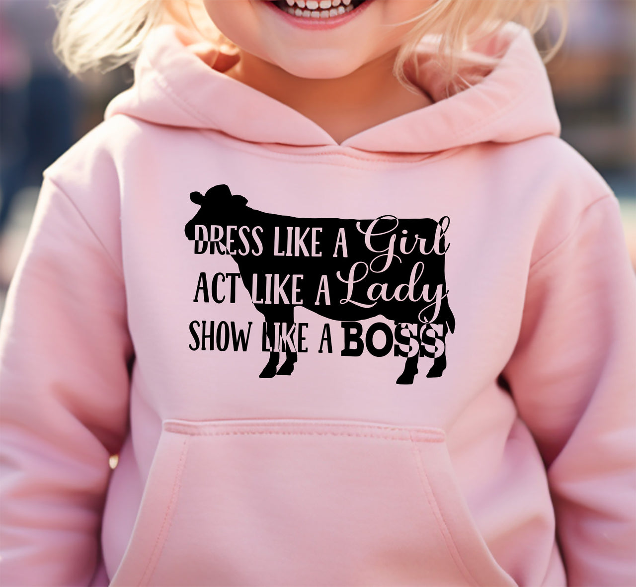 Show Like a Boss Dairy Pink Hoodie Youth