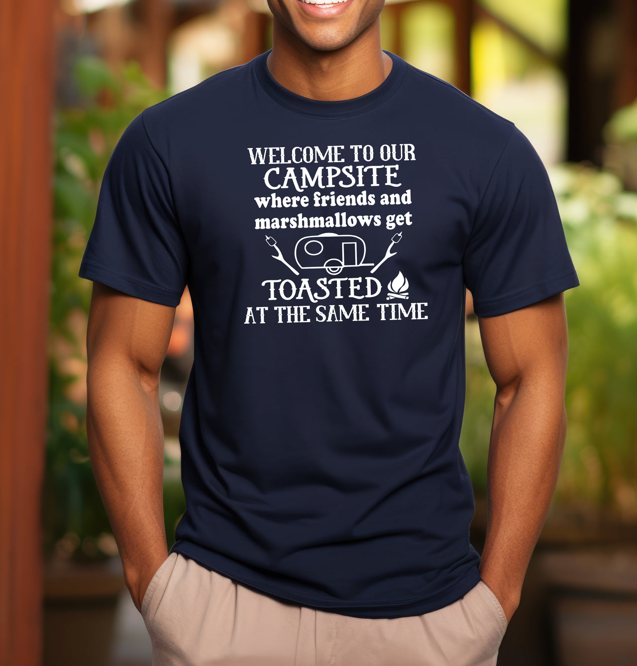 Funny Camping T-Shirt | Campsite Marshmallow Humor Tee