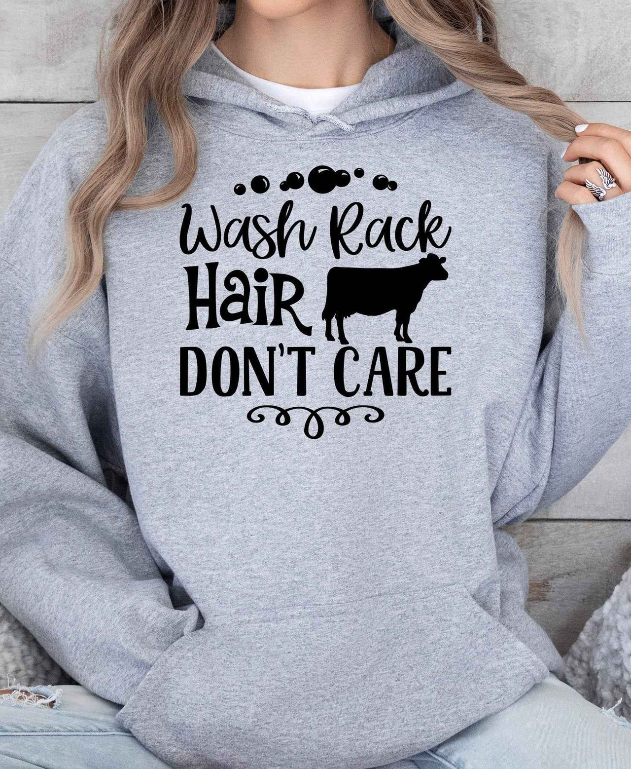 Wash Rack Hair Don't Care (Dairy) Adult or Youth Unisex Hoodie