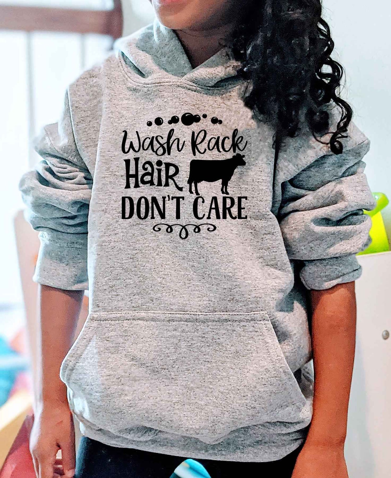 Wash Rack Hair Don't Care (Dairy) Adult or Youth Unisex Hoodie