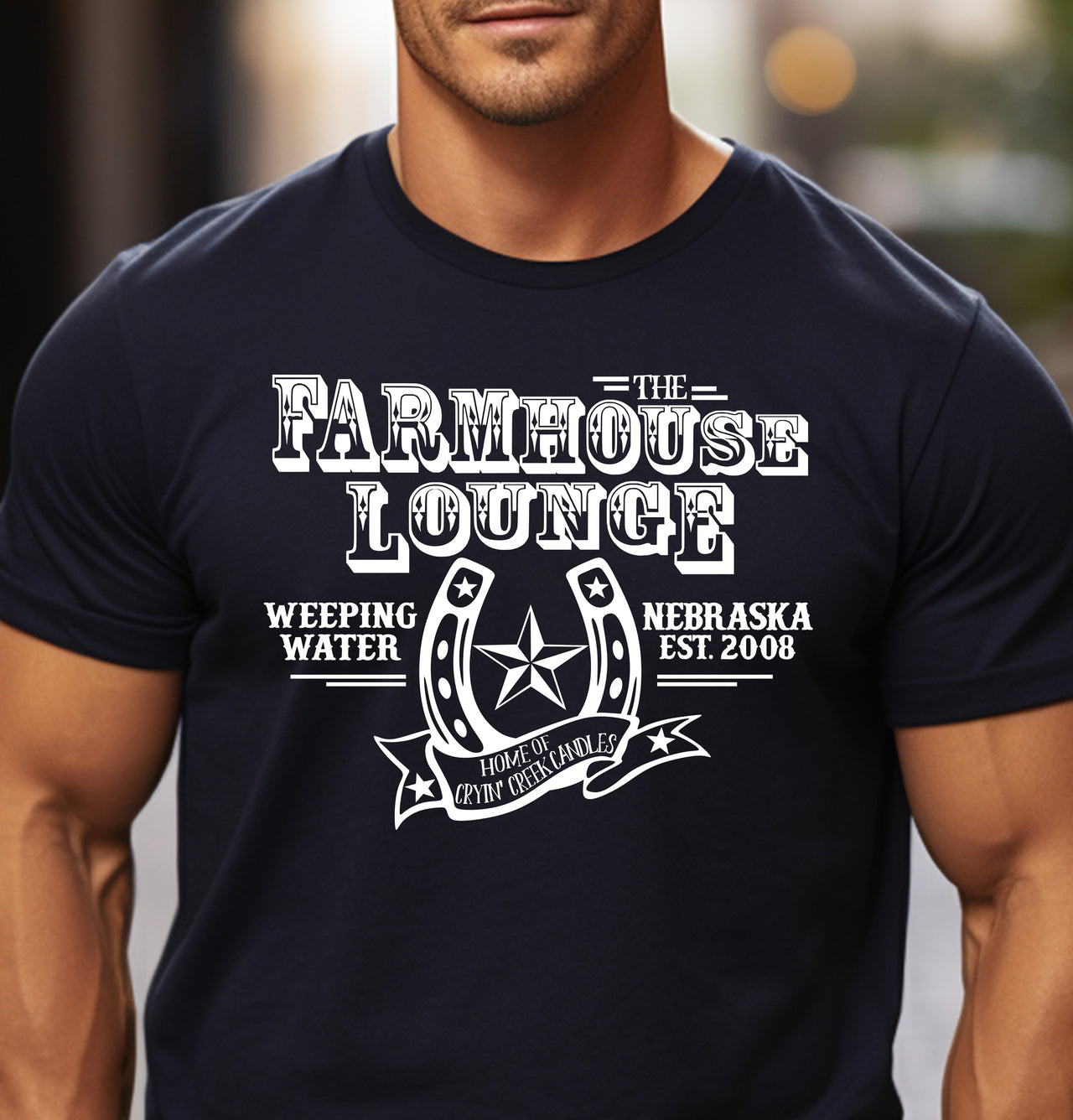 Black Farmhouse Lounge Saloon Logo T-Shirt for Nebraska Apparel