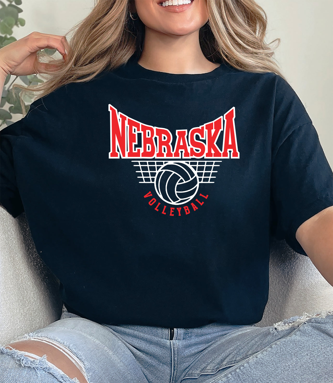 Black Nebraska Volleyball Graphic T-Shirt