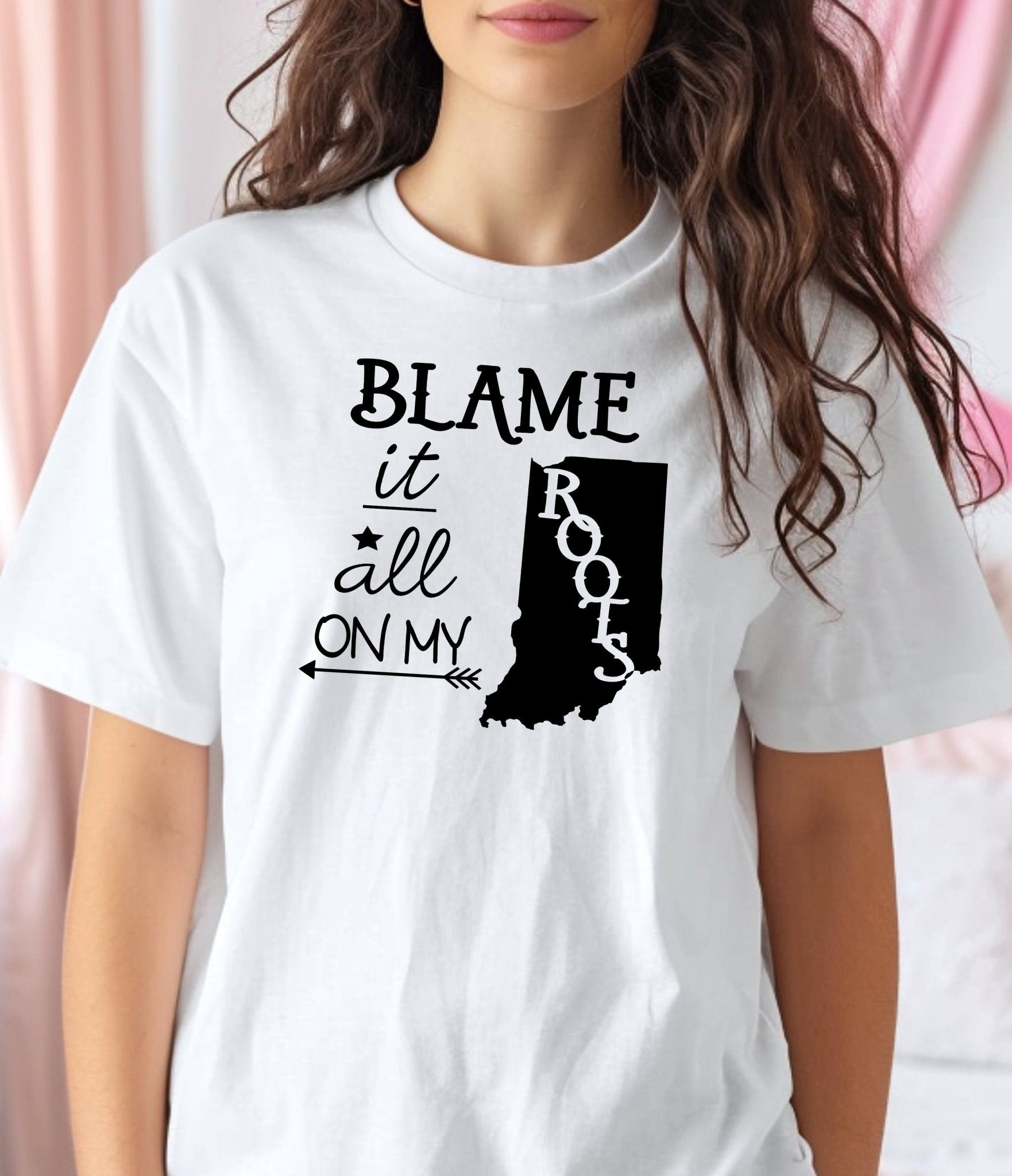 Blame It All On My Indiana Roots Adult Unisex Cotton T-Shirt | Cryin Creek