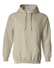 Blank sand unisex Gildan hooded sweatshirt showing an available color option for the Combine Co-Pilot harvest hoodie.