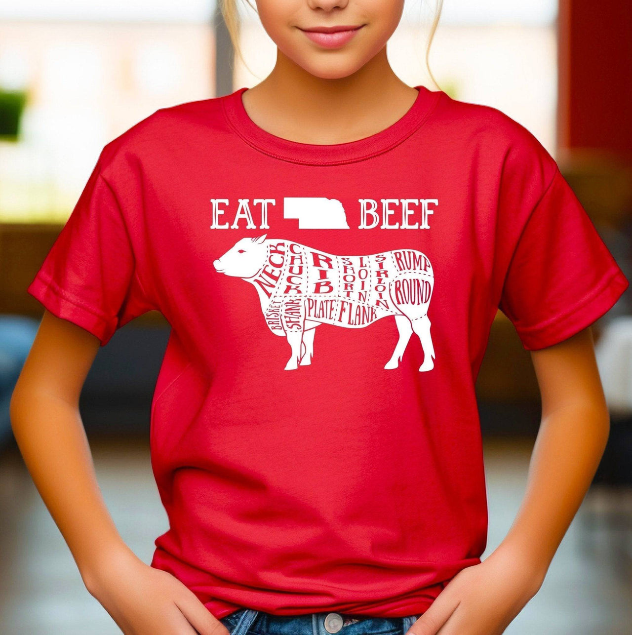 Eat Nebraska Beef Adult/Youth Cotton T-Shirt