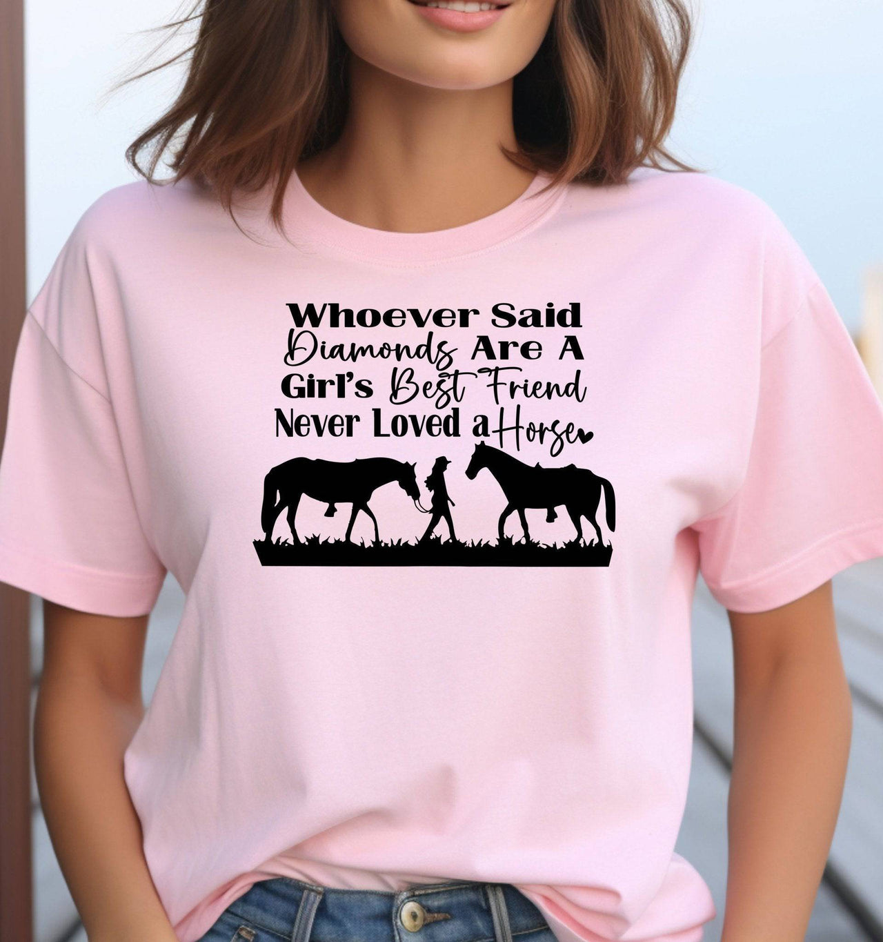 Horses Are a Girl's Best Friend Adult/Youth Cotton Unisex T-Shirt