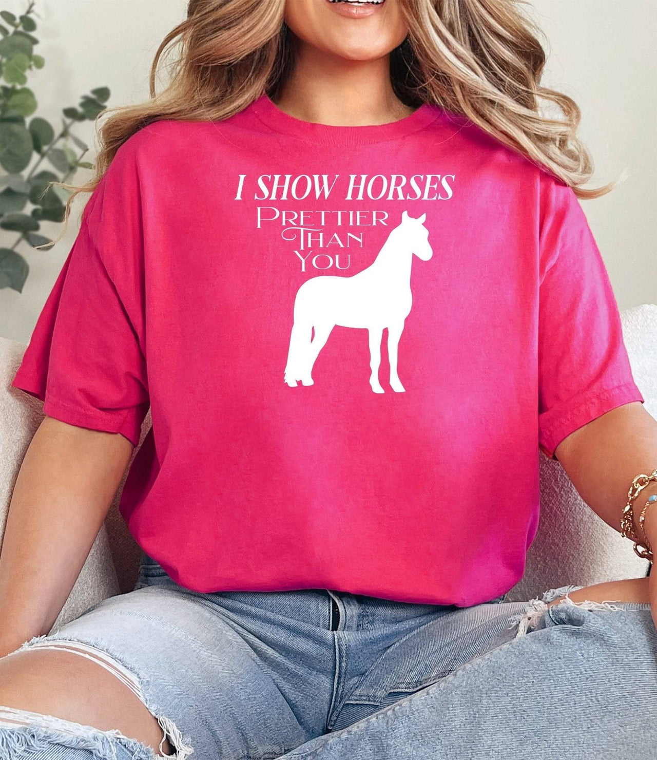 I Show Horses Prettier Than You Adult/Youth Cotton T-Shirt