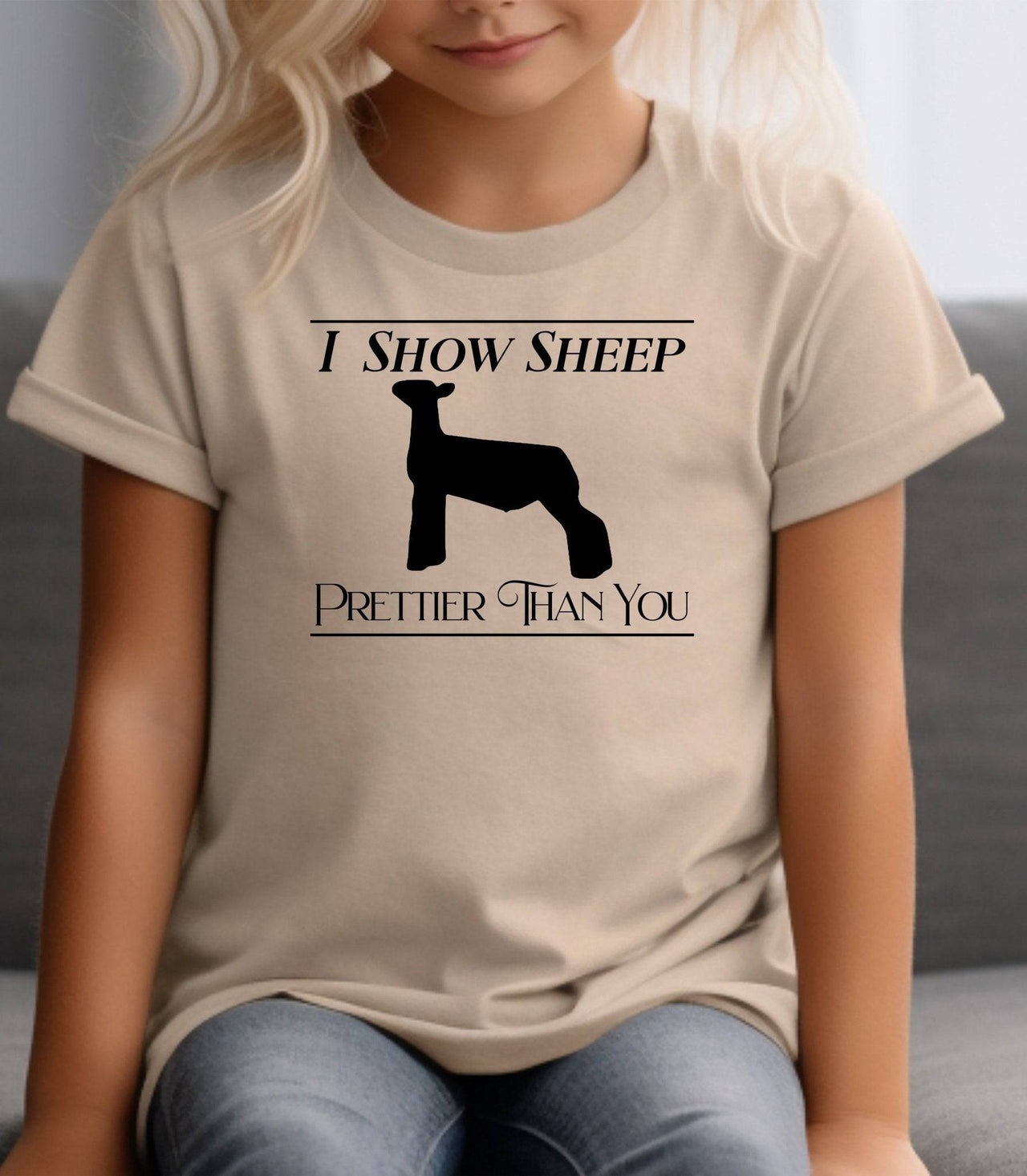 I Show Sheep Prettier Than You Adult/Youth Cotton Unisex T-Shirt