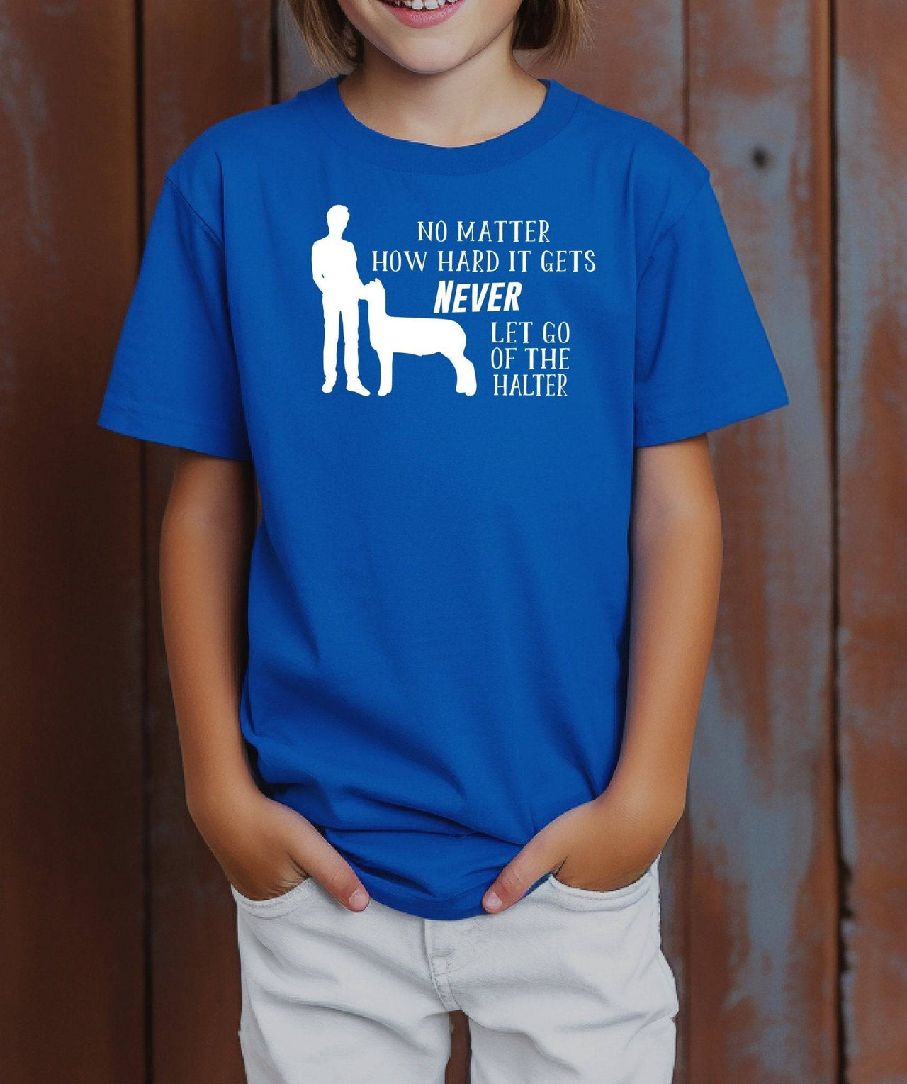 Never Let Go of the Halter Adult/Youth Cotton T-Shirt