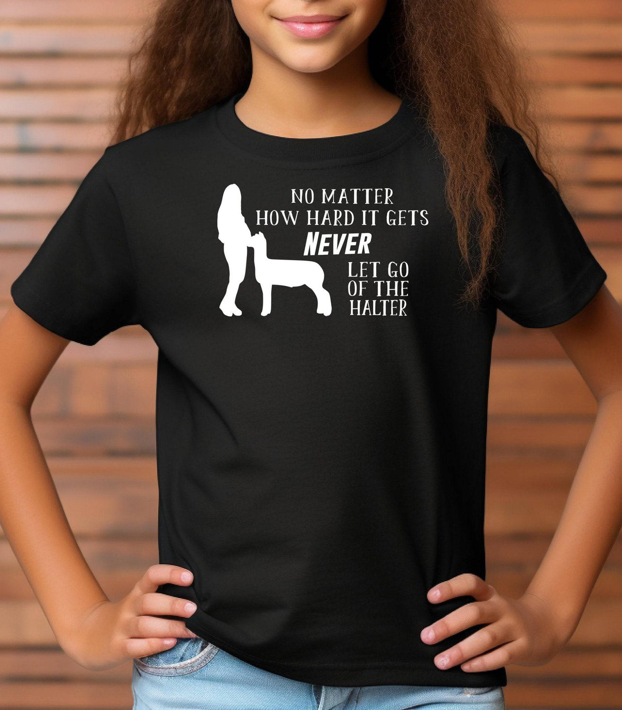 Never Let Go of the Halter Adult/Youth Cotton T-Shirt