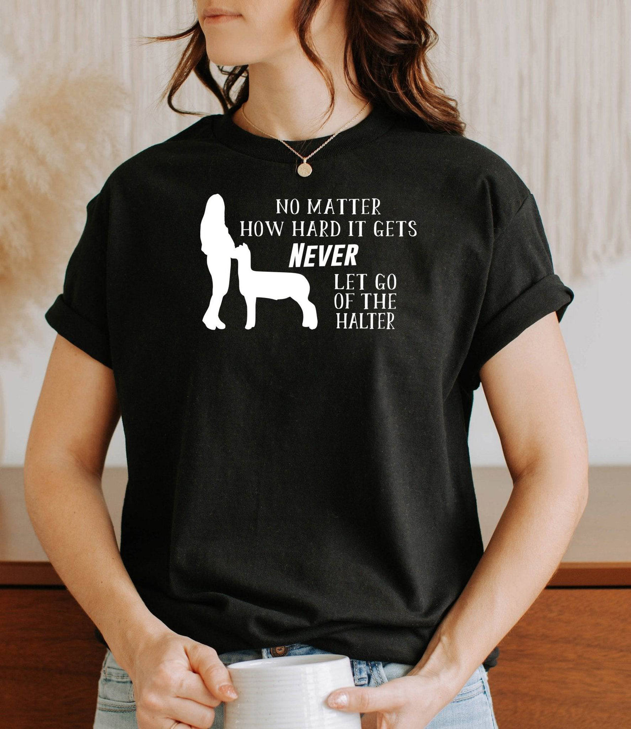 Never Let Go of the Halter Adult/Youth Cotton T-Shirt