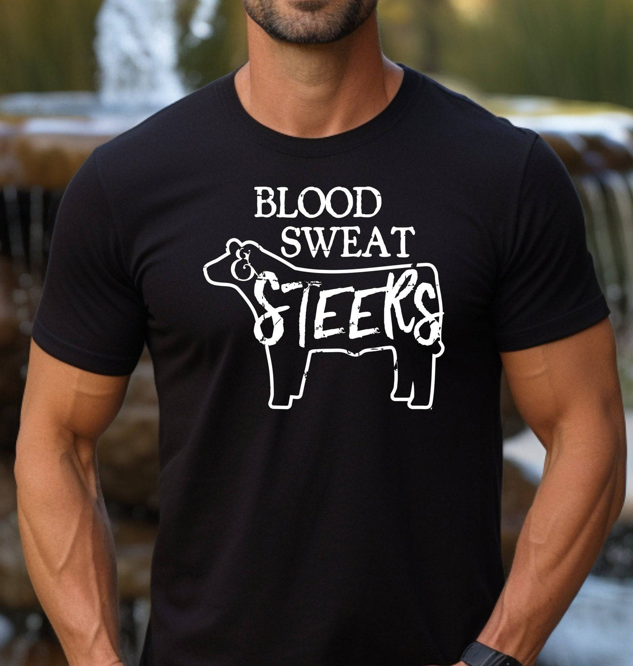 Blood Sweat and Steers Adult/Youth Cotton T-Shirt