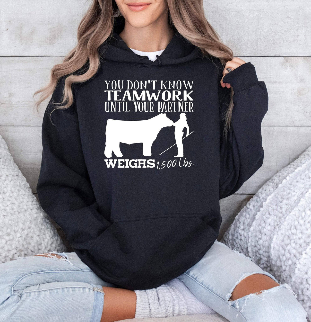 You Don't Know Teamwork Adult/Youth Unisex Hoodie (girl/steer) - Cryin Creek