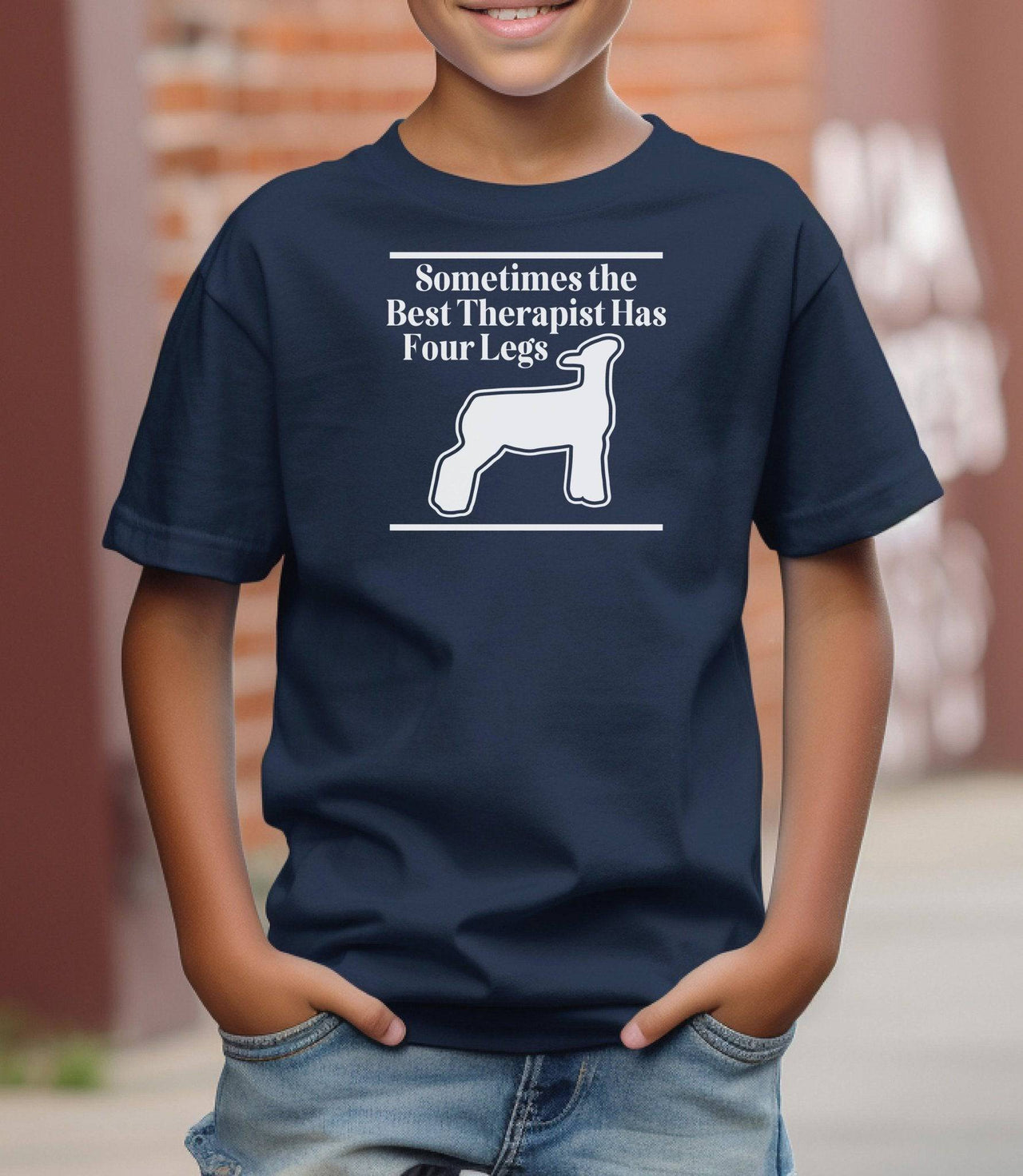 Sometimes the Best Therapist Has 4 Legs Adult/Youth Cotton T-Shirt - Cryin Creek