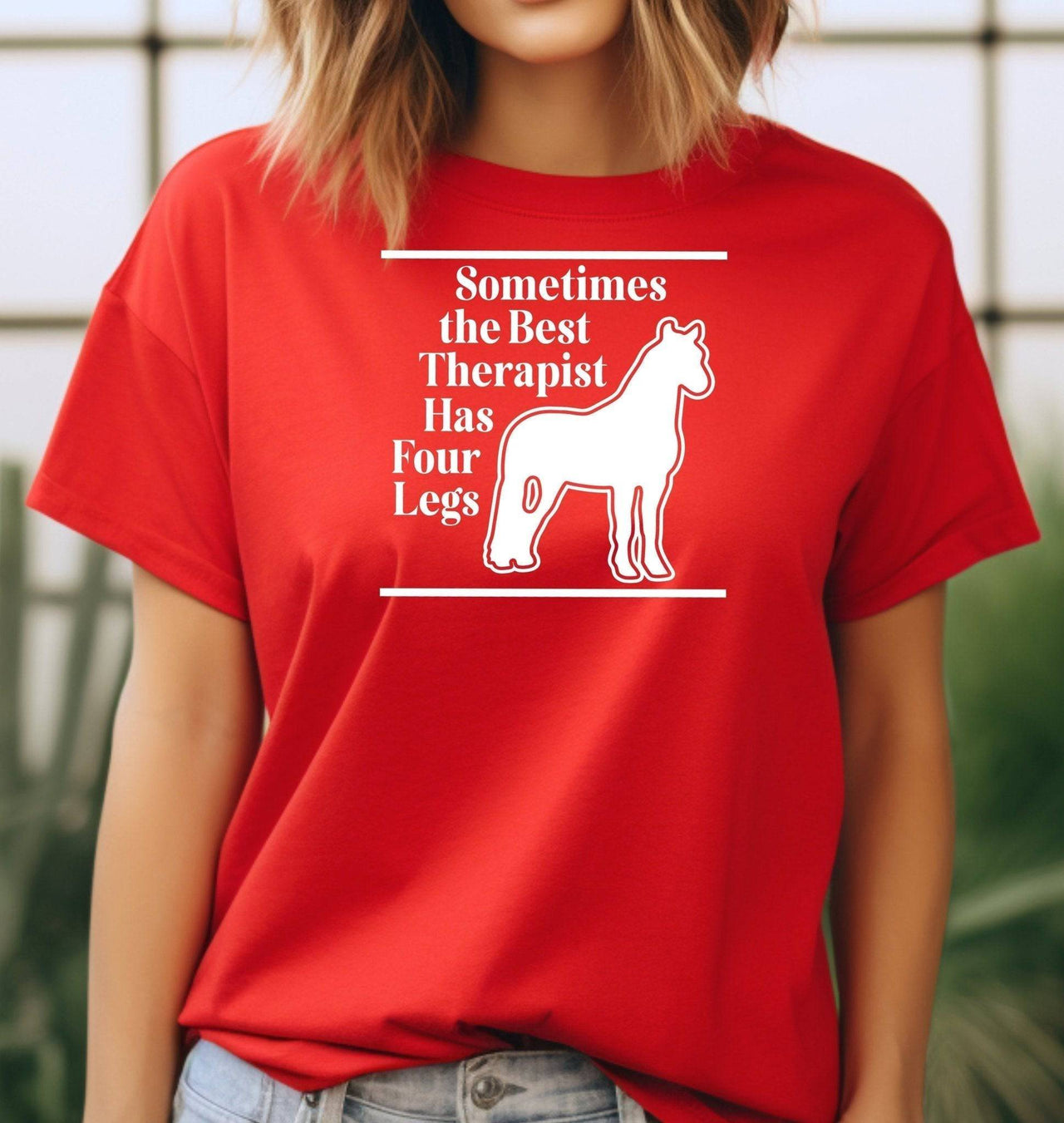 Sometimes the Best Therapist Has Four Legs Adult/Youth Cotton T-Shirt