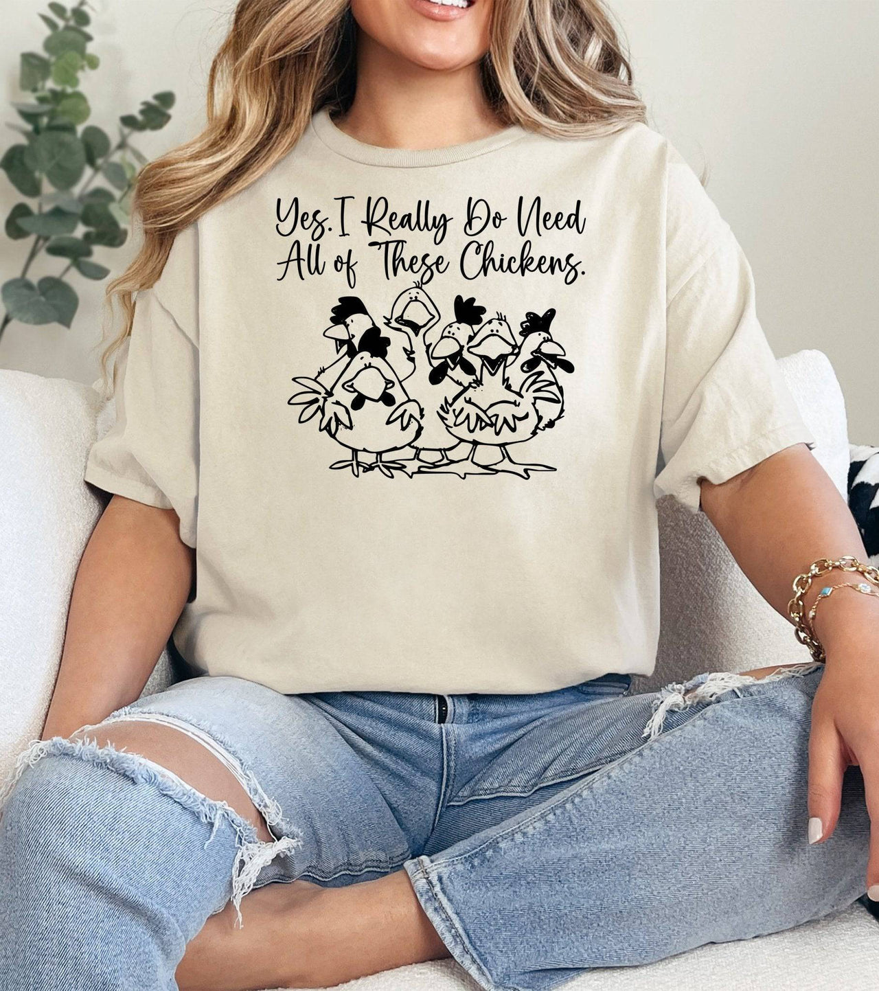 Yes I Really Do Need All of These Chickens Adult Cotton Unisex T-Shirt - Cryin Creek