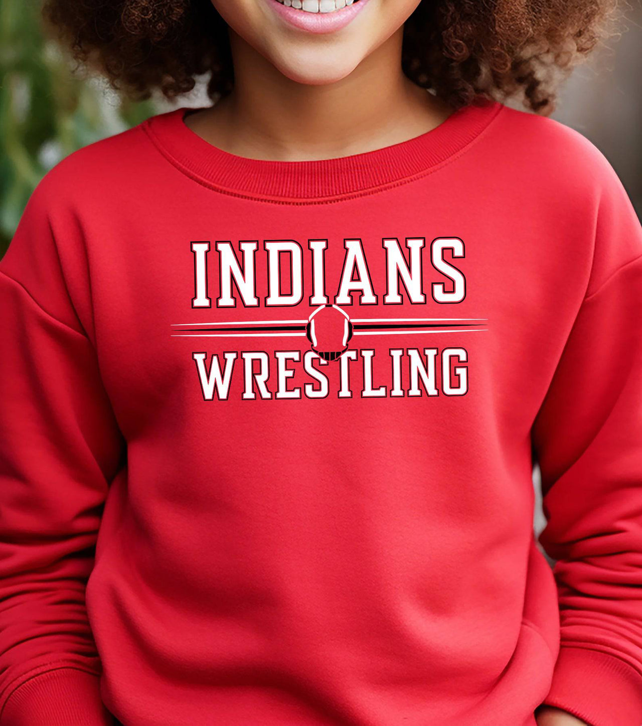 Indian Wrestling Headgear Adult or Youth Cotton Crewneck Sweatshirt