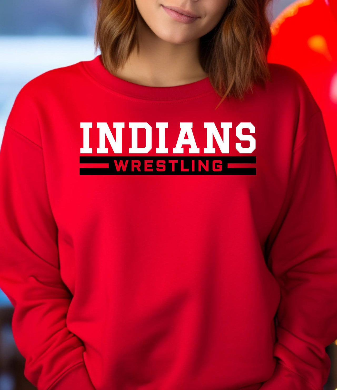 Indians Wrestling Adult or Youth Cotton Crewneck Sweatshirt