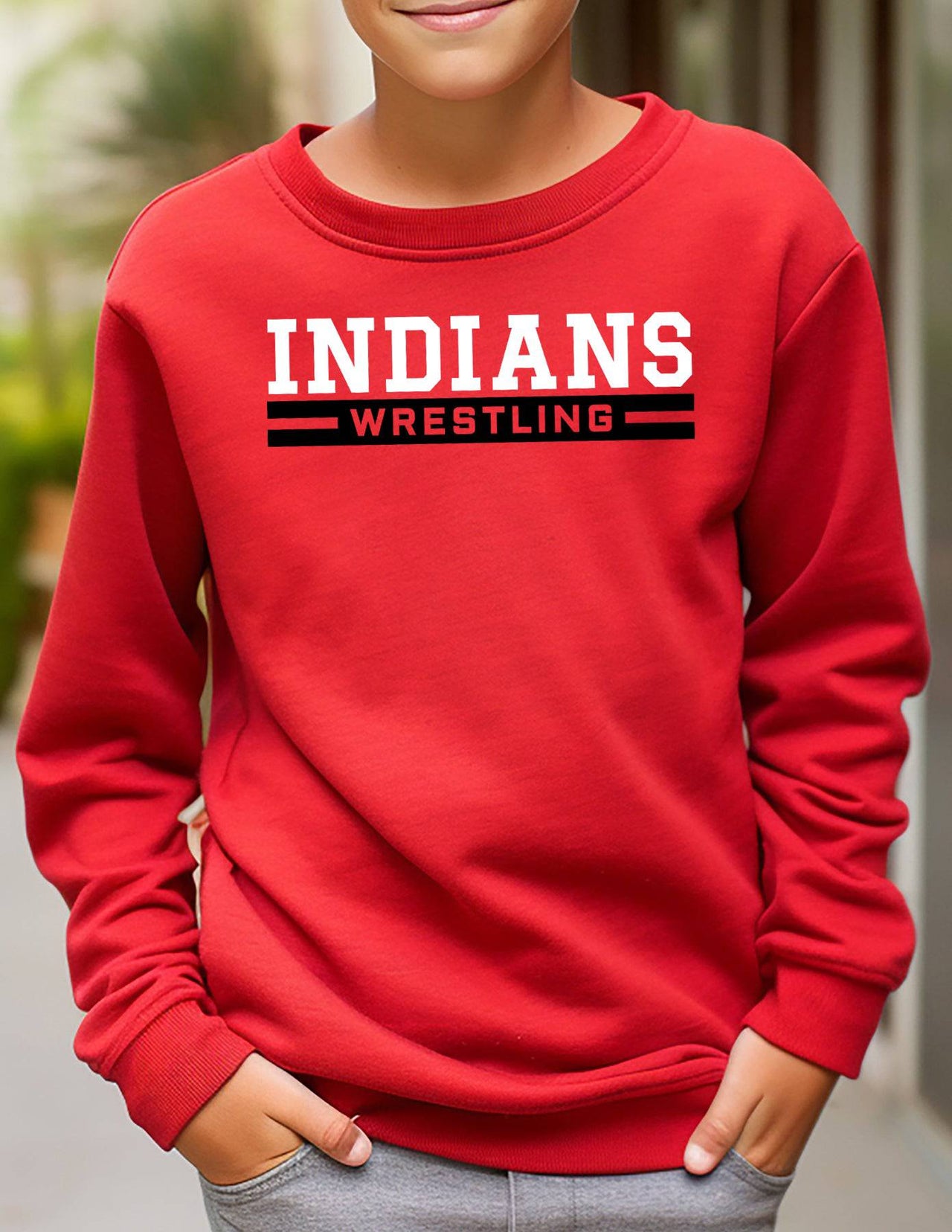 Indians Wrestling Adult or Youth Cotton Crewneck Sweatshirt