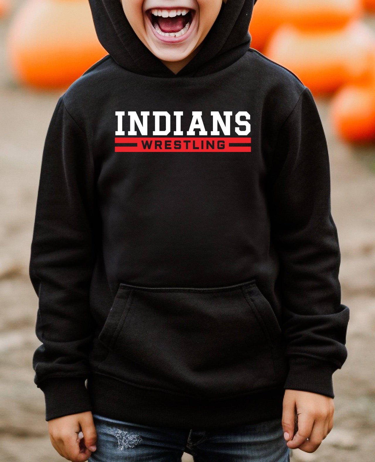 Indians Wrestling Adult or Youth Cotton Hooded Sweatshirt